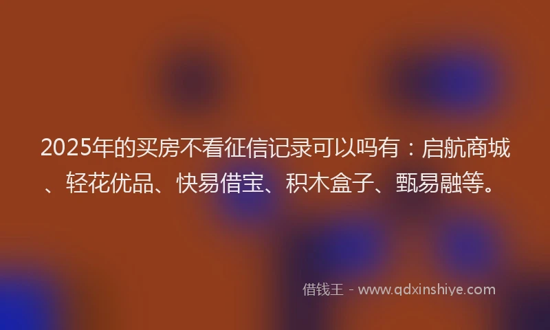 2025年的买房不看征信记录可以吗有：启航商城、轻花优品、快易借宝、积木盒子、甄易融等。