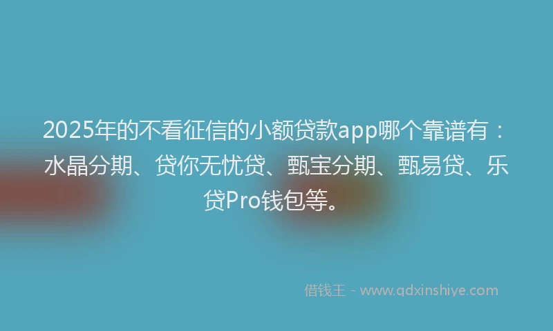 2025年的不看征信的小额贷款app哪个靠谱有：水晶分期、贷你无忧贷、甄宝分期、甄易贷、乐贷Pro钱包等。