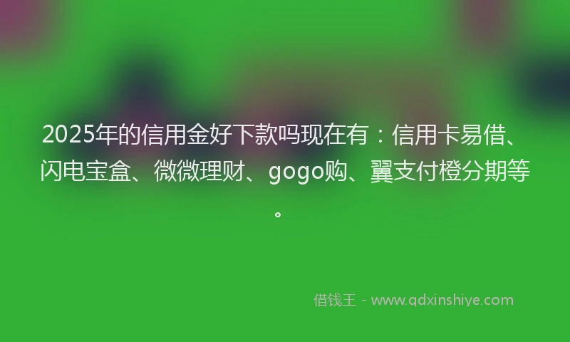 2025年的信用金好下款吗现在有：信用卡易借、闪电宝盒、微微理财、gogo购、翼支付橙分期等。