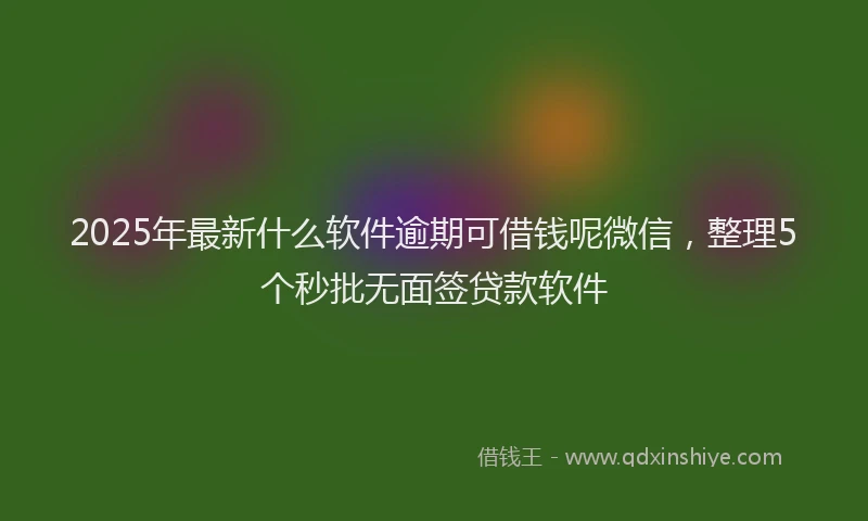 2025年最新什么软件逾期可借钱呢微信，整理5个秒批无面签贷款软件