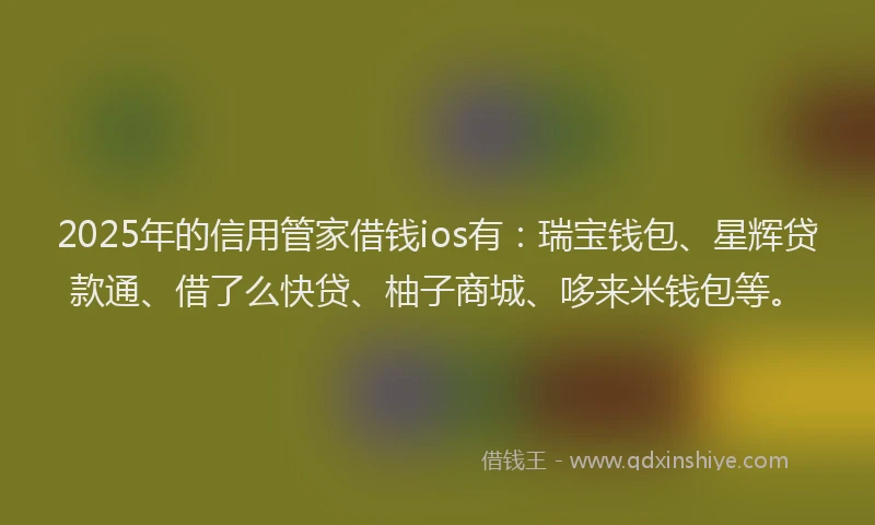 2025年的信用管家借钱ios有：瑞宝钱包、星辉贷款通、借了么快贷、柚子商城、哆来米钱包等。