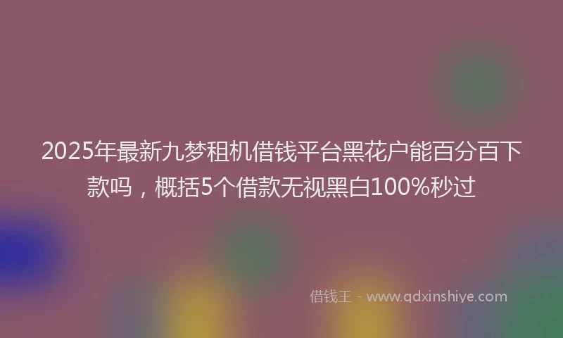 2025年最新九梦租机借钱平台黑花户能百分百下款吗，概括5个借款无视黑白100%秒过