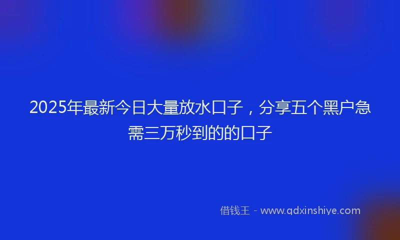 2025年最新今日大量放水口子，分享五个黑户急需三万秒到的的口子