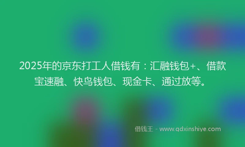 2025年的京东打工人借钱有：汇融钱包+、借款宝速融、快鸟钱包、现金卡、通过放等。
