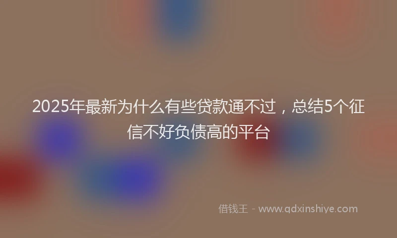 2025年最新为什么有些贷款通不过，总结5个征信不好负债高的平台