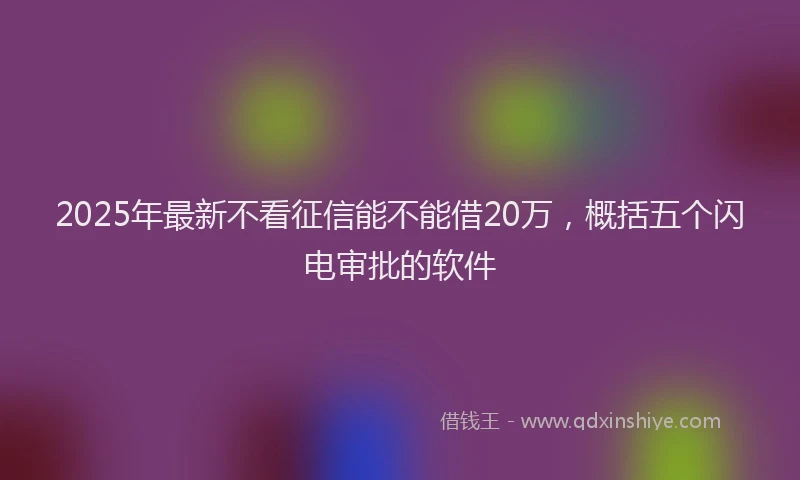 2025年最新不看征信能不能借20万，概括五个闪电审批的软件