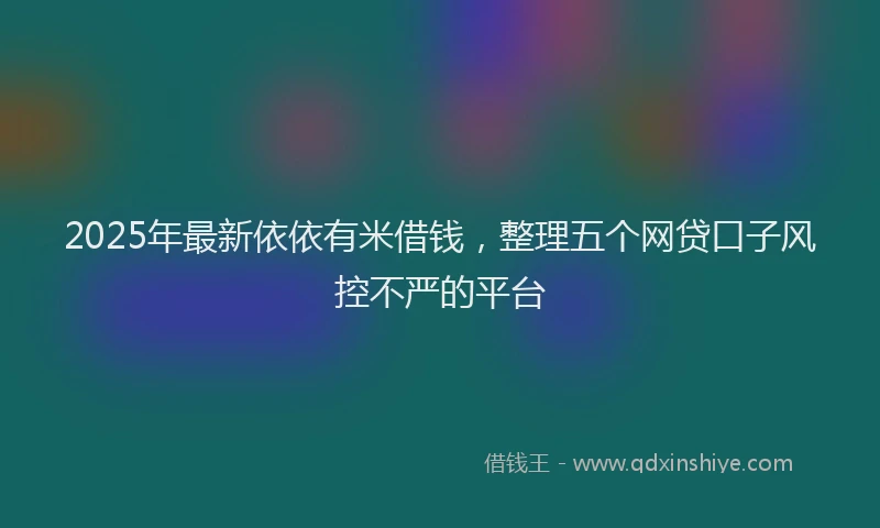 2025年最新依依有米借钱，整理五个网贷口子风控不严的平台