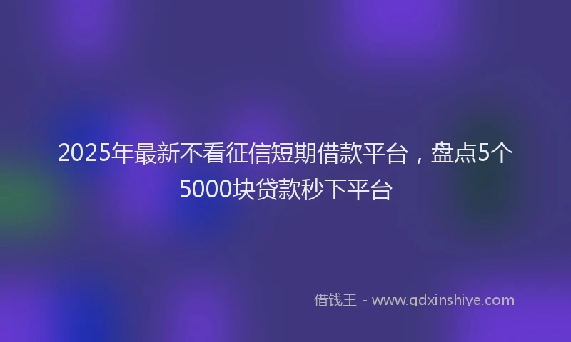2025年最新不看征信短期借款平台，盘点5个5000块贷款秒下平台