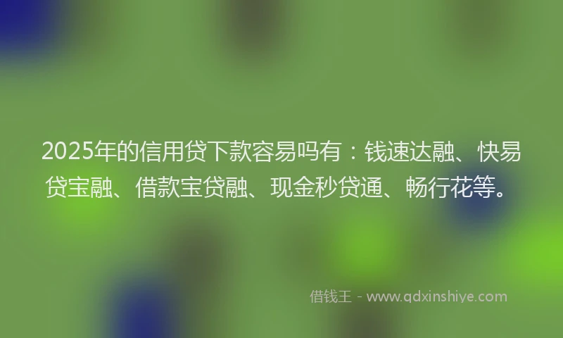 2025年的信用贷下款容易吗有：钱速达融、快易贷宝融、借款宝贷融、现金秒贷通、畅行花等。
