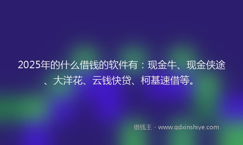 2025年的什么借钱的软件有：现金牛、现金侠途、大洋花、云钱快贷、柯基速借等。
