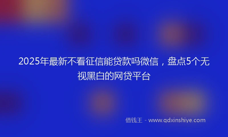 2025年最新不看征信能贷款吗微信，盘点5个无视黑白的网贷平台