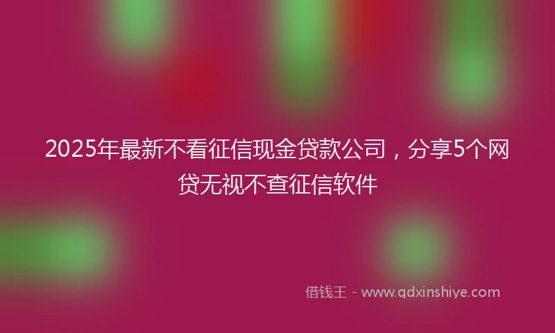 2025年最新不看征信现金贷款公司，分享5个网贷无视不查征信软件