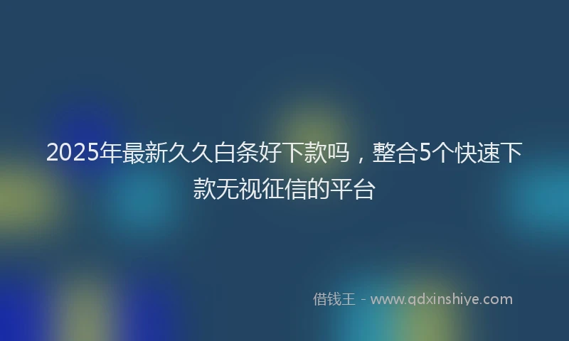 2025年最新久久白条好下款吗，整合5个快速下款无视征信的平台