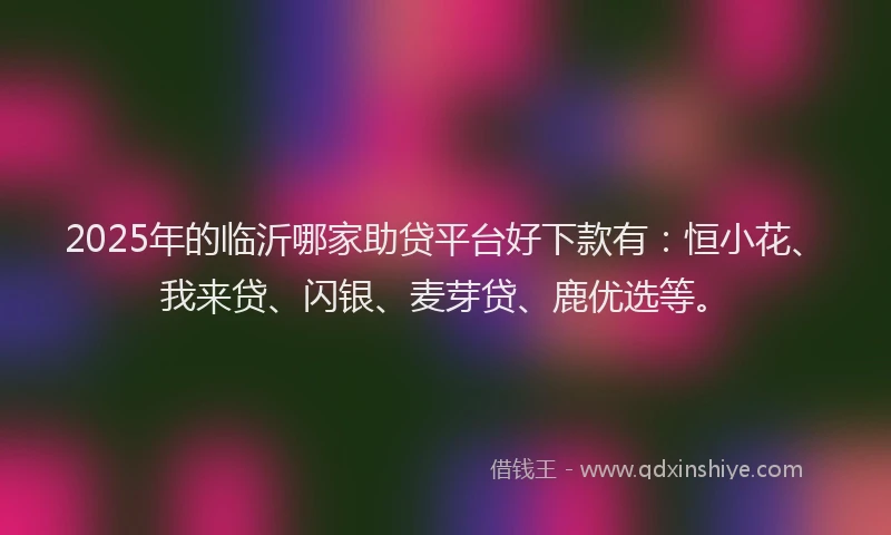 2025年的临沂哪家助贷平台好下款有：恒小花、我来贷、闪银、麦芽贷、鹿优选等。