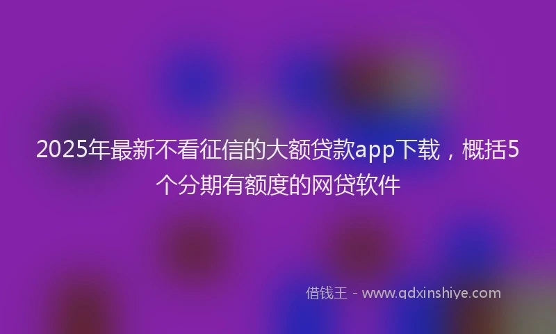 2025年最新不看征信的大额贷款app下载，概括5个分期有额度的网贷软件