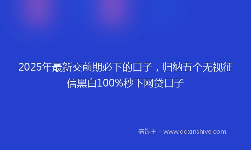 2025年最新交前期必下的口子，归纳五个无视征信黑白100%秒下网贷口子