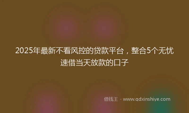 2025年最新不看风控的贷款平台，整合5个无忧速借当天放款的口子