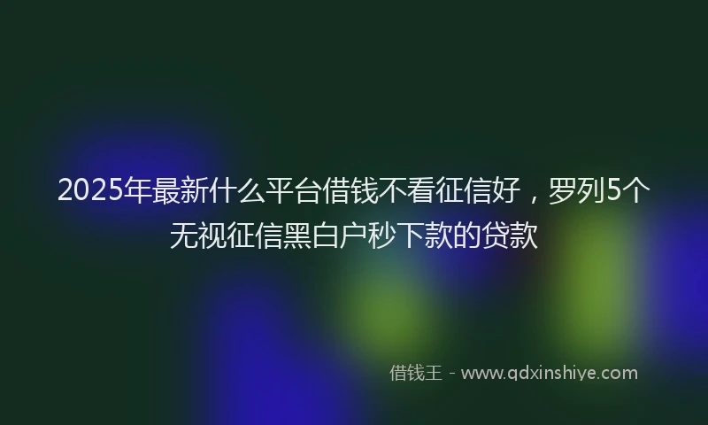 2025年最新什么平台借钱不看征信好，罗列5个无视征信黑白户秒下款的贷款