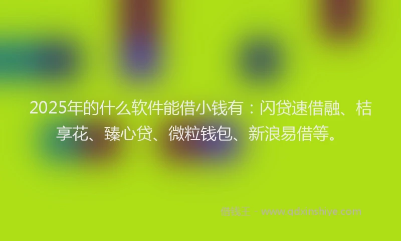 2025年的什么软件能借小钱有：闪贷速借融、桔享花、臻心贷、微粒钱包、新浪易借等。