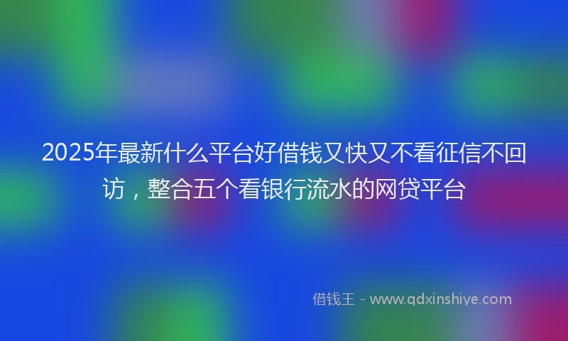 2025年最新什么平台好借钱又快又不看征信不回访，整合五个看银行流水的网贷平台