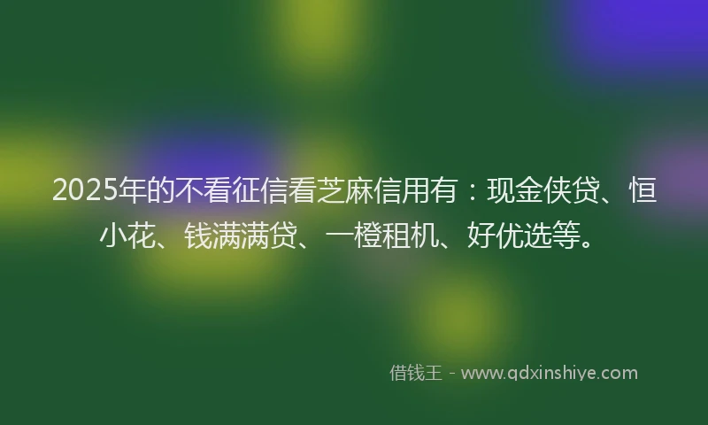 2025年的不看征信看芝麻信用有：现金侠贷、恒小花、钱满满贷、一橙租机、好优选等。