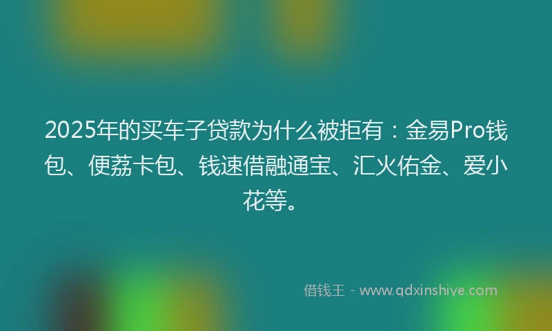 2025年的买车子贷款为什么被拒有：金易Pro钱包、便荔卡包、钱速借融通宝、汇火佑金、爱小花等。