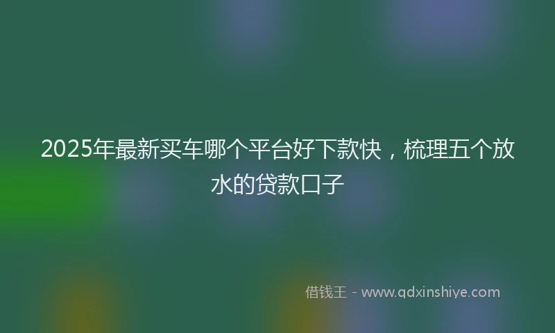 2025年最新买车哪个平台好下款快，梳理五个放水的贷款口子