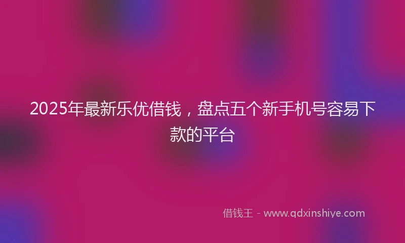 2025年最新乐优借钱，盘点五个新手机号容易下款的平台