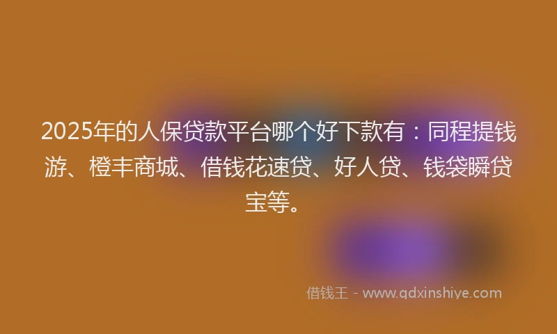 2025年的人保贷款平台哪个好下款有：同程提钱游、橙丰商城、借钱花速贷、好人贷、钱袋瞬贷宝等。