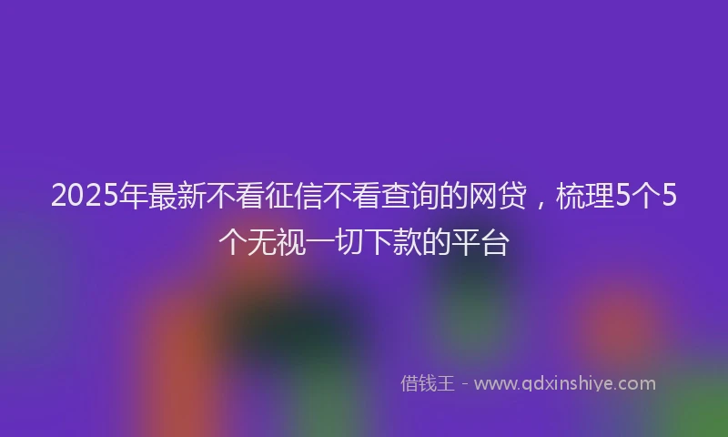 2025年最新不看征信不看查询的网贷，梳理5个5个无视一切下款的平台