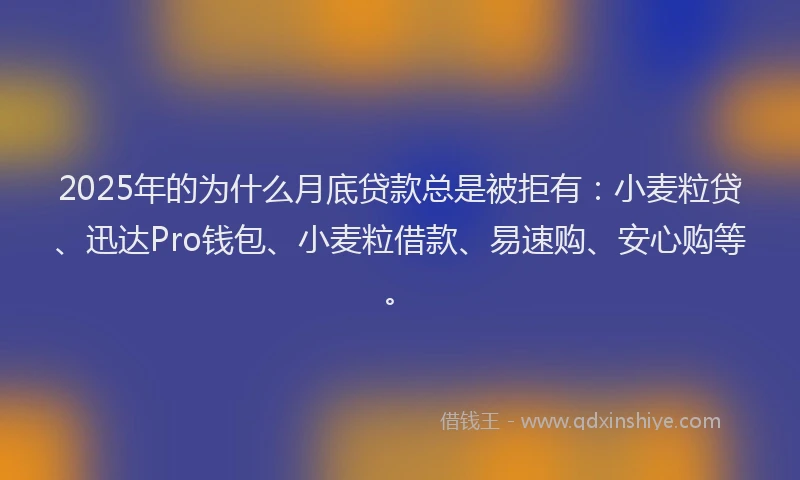 2025年的为什么月底贷款总是被拒有：小麦粒贷、迅达Pro钱包、小麦粒借款、易速购、安心购等。