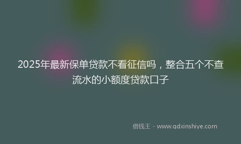 2025年最新保单贷款不看征信吗，整合五个不查流水的小额度贷款口子