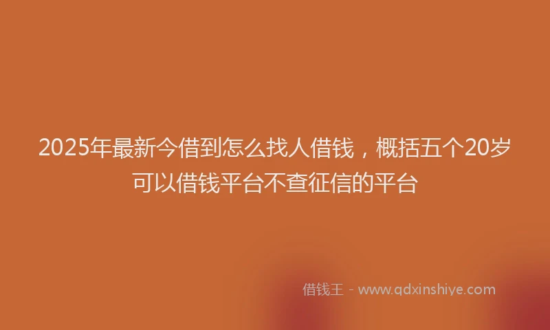 2025年最新今借到怎么找人借钱，概括五个20岁可以借钱平台不查征信的平台