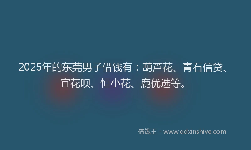 2025年的东莞男子借钱有：葫芦花、青石信贷、宜花呗、恒小花、鹿优选等。