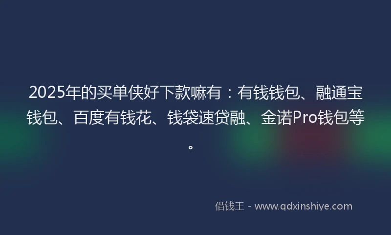 2025年的买单侠好下款嘛有：有钱钱包、融通宝钱包、百度有钱花、钱袋速贷融、金诺Pro钱包等。