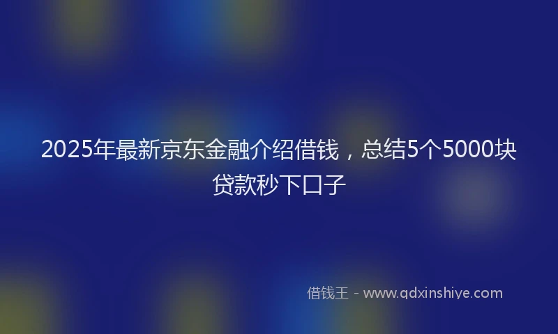 2025年最新京东金融介绍借钱，总结5个5000块贷款秒下口子