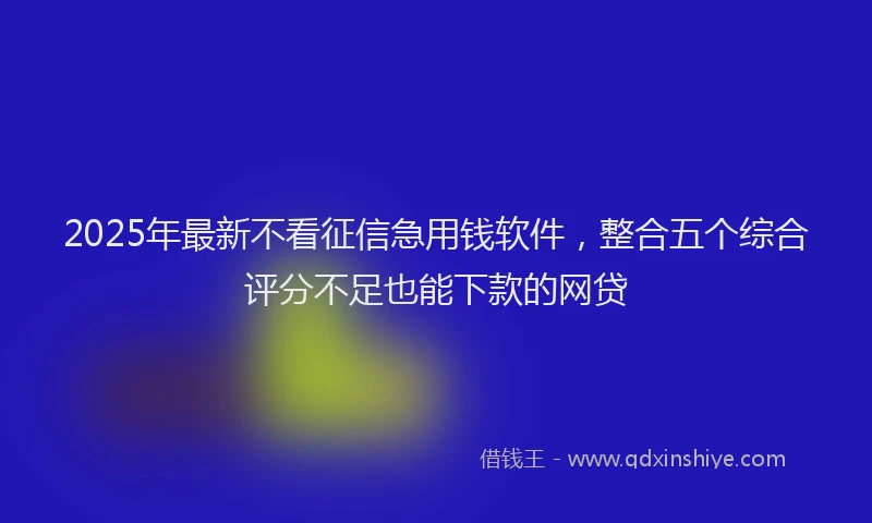 2025年最新不看征信急用钱软件，整合五个综合评分不足也能下款的网贷