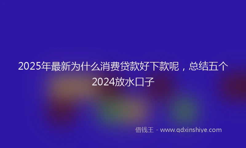 2025年最新为什么消费贷款好下款呢，总结五个2024放水口子