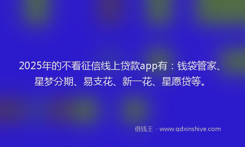 2025年的不看征信线上贷款app有：钱袋管家、星梦分期、易支花、新一花、星愿贷等。