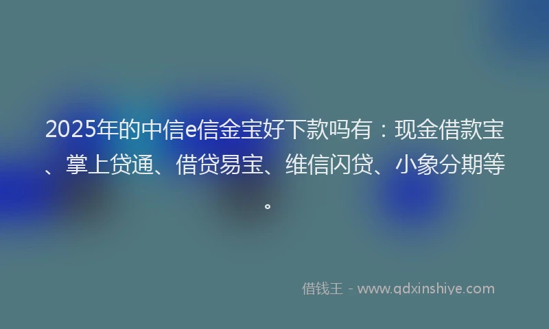 2025年的中信e信金宝好下款吗有：现金借款宝、掌上贷通、借贷易宝、维信闪贷、小象分期等。