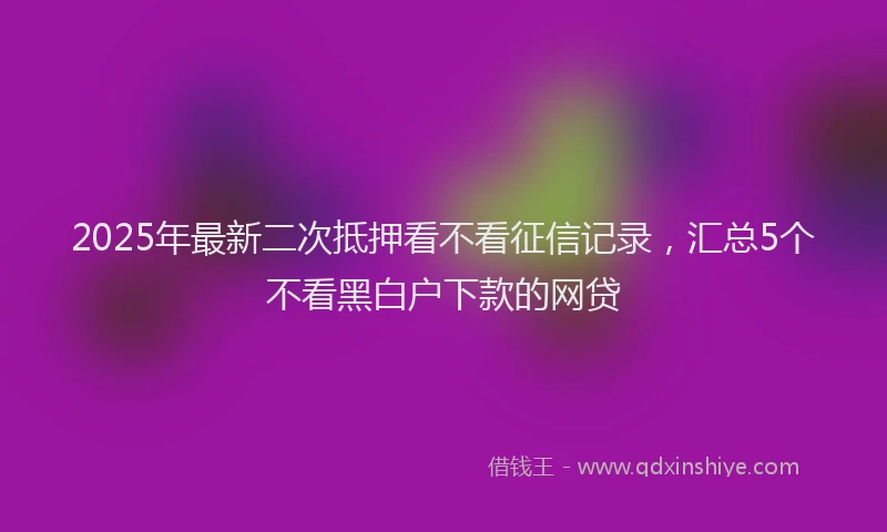 2025年最新二次抵押看不看征信记录，汇总5个不看黑白户下款的网贷