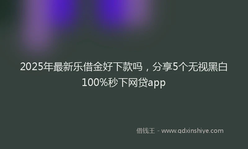 2025年最新乐借金好下款吗，分享5个无视黑白100%秒下网贷app
