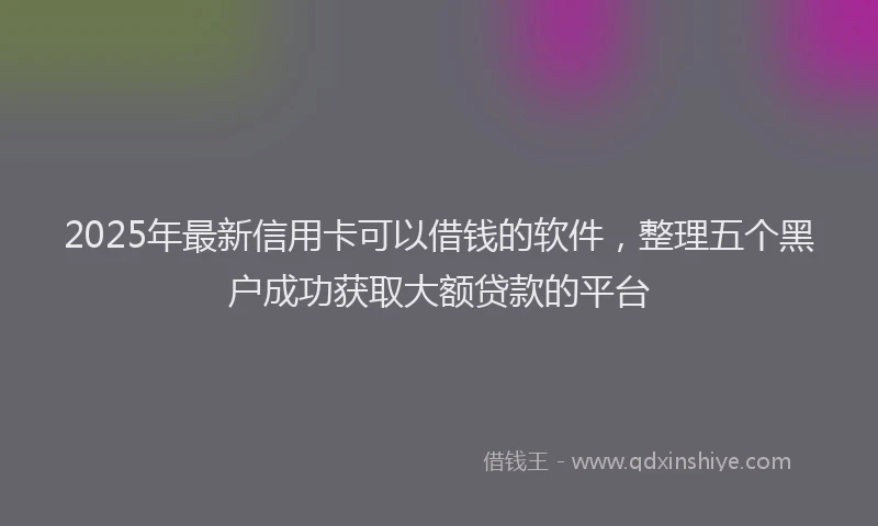 2025年最新信用卡可以借钱的软件，整理五个黑户成功获取大额贷款的平台