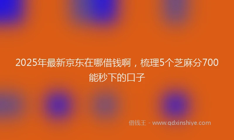 2025年最新京东在哪借钱啊，梳理5个芝麻分700能秒下的口子