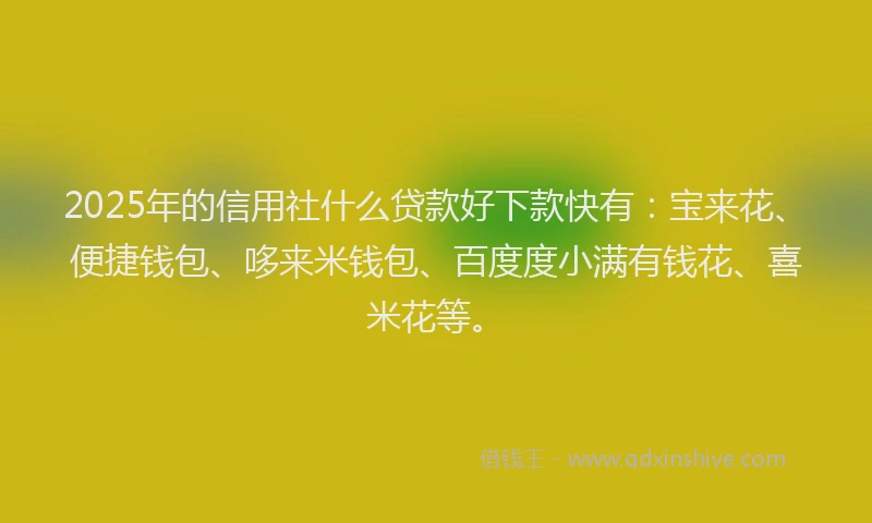 2025年的信用社什么贷款好下款快有：宝来花、便捷钱包、哆来米钱包、百度度小满有钱花、喜米花等。