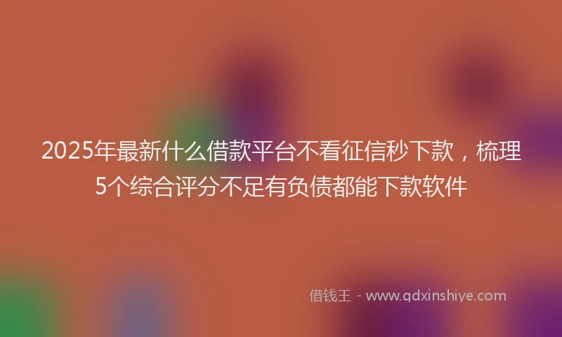 2025年最新什么借款平台不看征信秒下款，梳理5个综合评分不足有负债都能下款软件