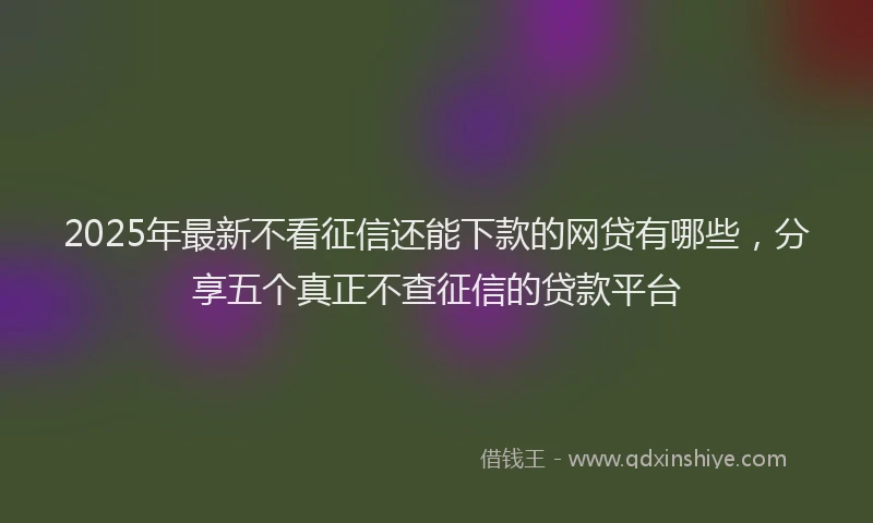2025年最新不看征信还能下款的网贷有哪些，分享五个真正不查征信的贷款平台