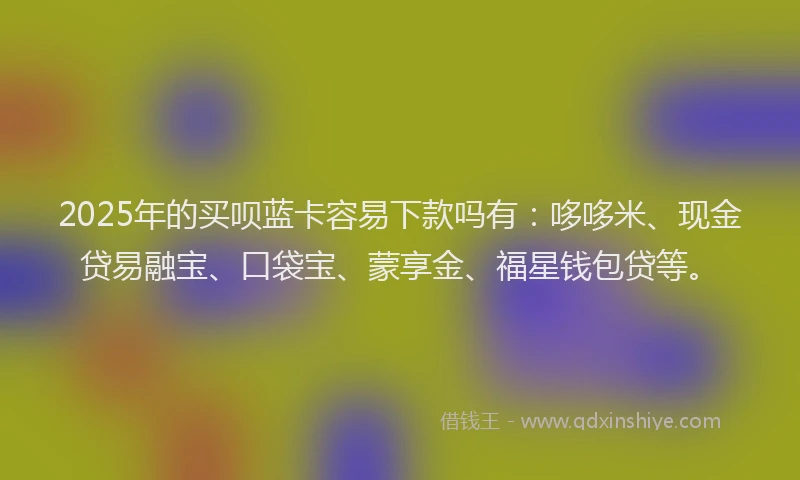 2025年的买呗蓝卡容易下款吗有：哆哆米、现金贷易融宝、口袋宝、蒙享金、福星钱包贷等。