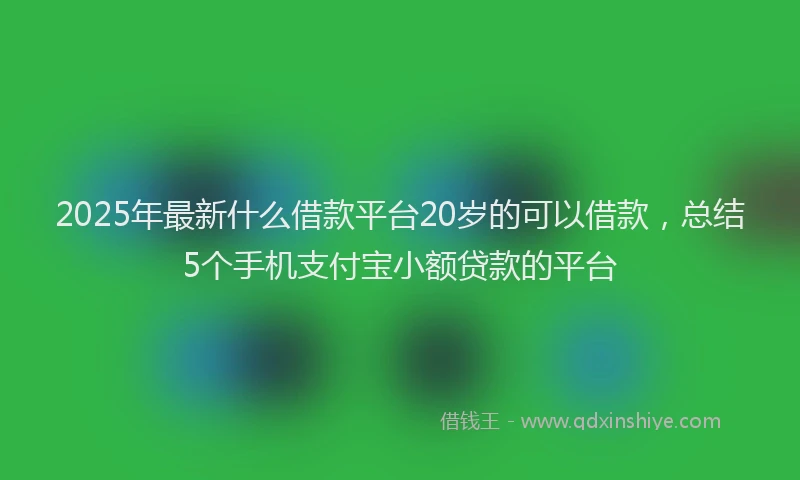 2025年最新什么借款平台20岁的可以借款，总结5个手机支付宝小额贷款的平台