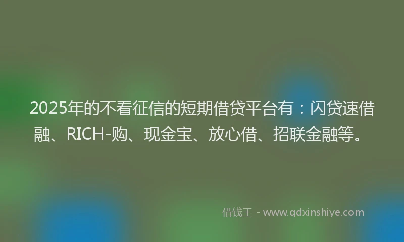 2025年的不看征信的短期借贷平台有：闪贷速借融、RICH-购、现金宝、放心借、招联金融等。
